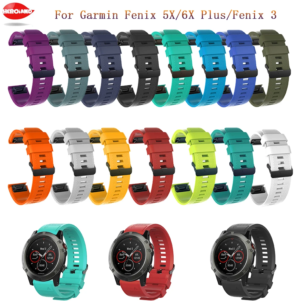 

26mm fashion sport Strap For Garmin Fenix 5X/5X Plus/6X/6X Plus Watch Silicone Wrist Band For Garmin Fenix 3 3HR Strap Watchband
