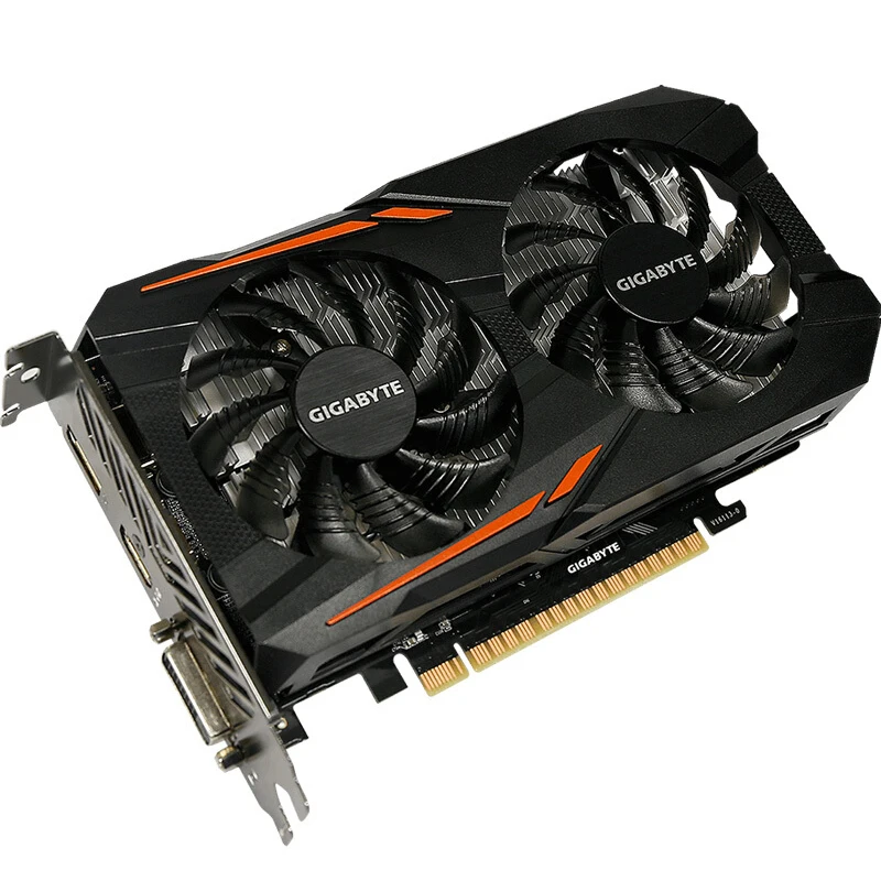 Видеокарта GIGABYTE GTX 1050 OC NVIDIA GeForce 2GB GDDR5 128 bit WINDFORCE 2X с дизайном вентилятора для ПК
