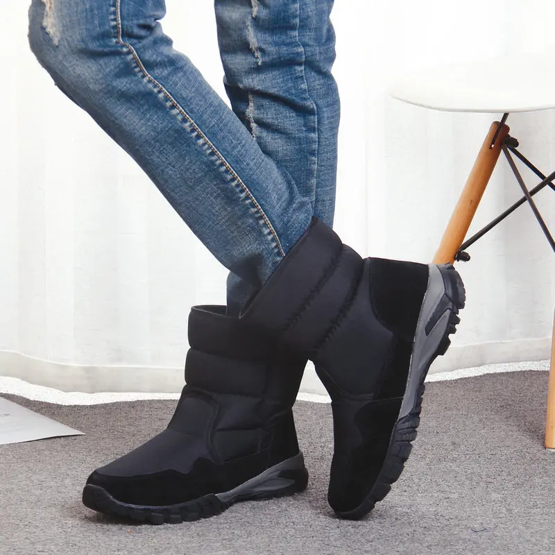 Мужские ботинки 2020 г. Новые зимние Ботинки Зимняя обувь Большие размеры черные