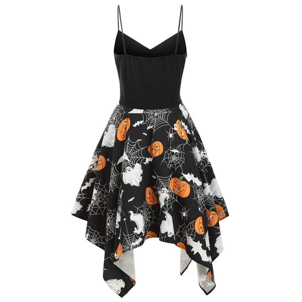 Хэллоуин платья женские без рукавов Бандаж с v образным вырезом принтом