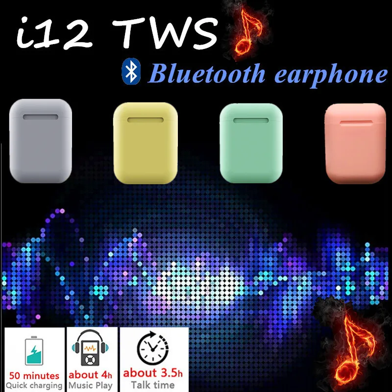I12 Tws беспроводные Bluetooth наушники мини стерео бас элегантная матовая бизнес