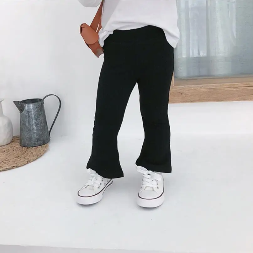 Весенне-осенние детские хлопковые леггинсы однотонные для девочек Одежда