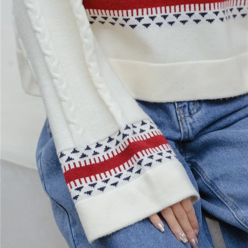

2020 Autumn And Winter New Korean Style Lazy Style Lapel Diamond Stitching Sweater Loose Wild Short Sweater Women Trend