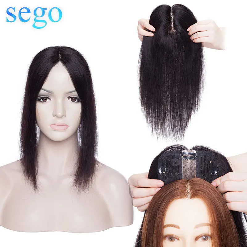 Накладные волосы SEGO 10 см x 12 2 5x3 парики из человеческих волос на шелковой основе