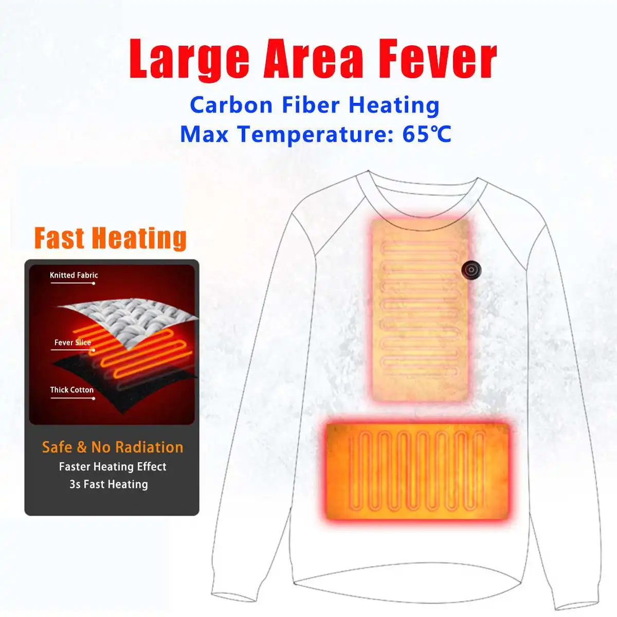 

Men Women USB Heating Clothes Winter Electric Heating Sweaters Shirt Carbon Fiber Heated Warm Jacket