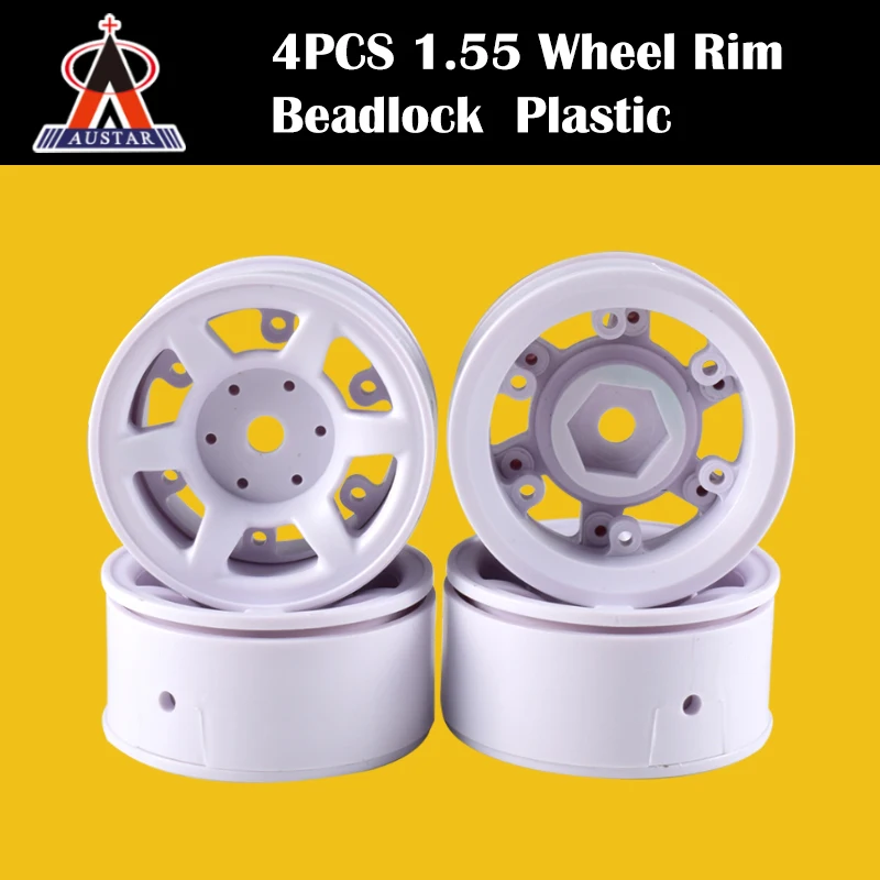 

AUSTAR 4PCS 1.55 Inch Plastic Wheel Beadlock Hub 23mm RC Car Wheel Rim for 1/10 RC Crawler Car Model Toy