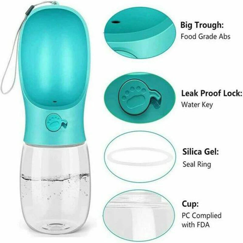 

Бутылка для воды для домашних животных, кошек, собак, чашка для питья, дорожная уличная портативная розовая/синяя чашка для щенков