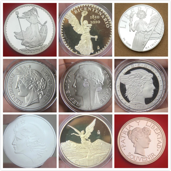 Америка Европа Богиня Свободы медаль памятные монеты мира Серебряная