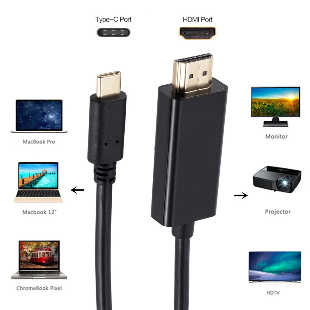 Кабель-преобразователь USB Type-C 3 1 в HDMI 4K 30 Гц длина 8 м 10 Гбит/с | Электроника