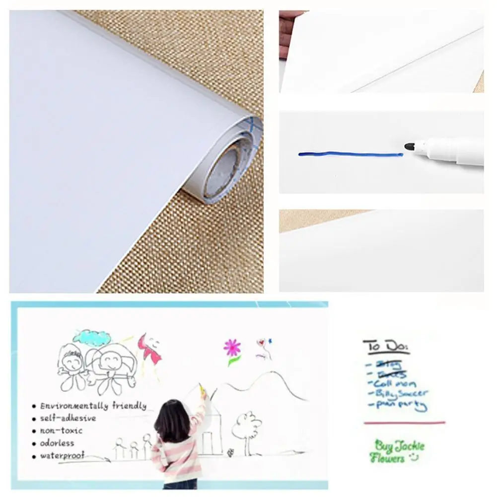

PVC Waterproof Blackboard Sticker Wallpaper Decor Movable White Chalkboard Kid Pen With Wall Board Writing Graffiti Sticker Z3X4