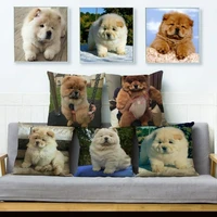 cute chow chow pet dog throw pillow cushion covers linen pillow case for sofa