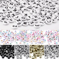 100pcs mixed letter acrylic beads round flat alphabet digital cube loose spacer beads for jewelry making diy bracelet findings