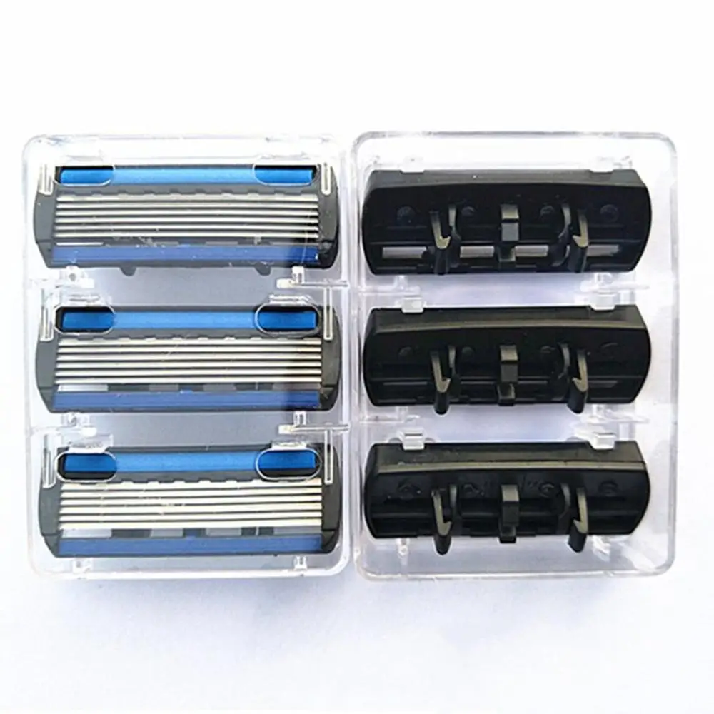 6 Layers Men's Safety Razor 1 Holder + 7 Replacement Blades Head Cassette Hair Shaving Machine Face Knife Epilator trimmer | Красота и