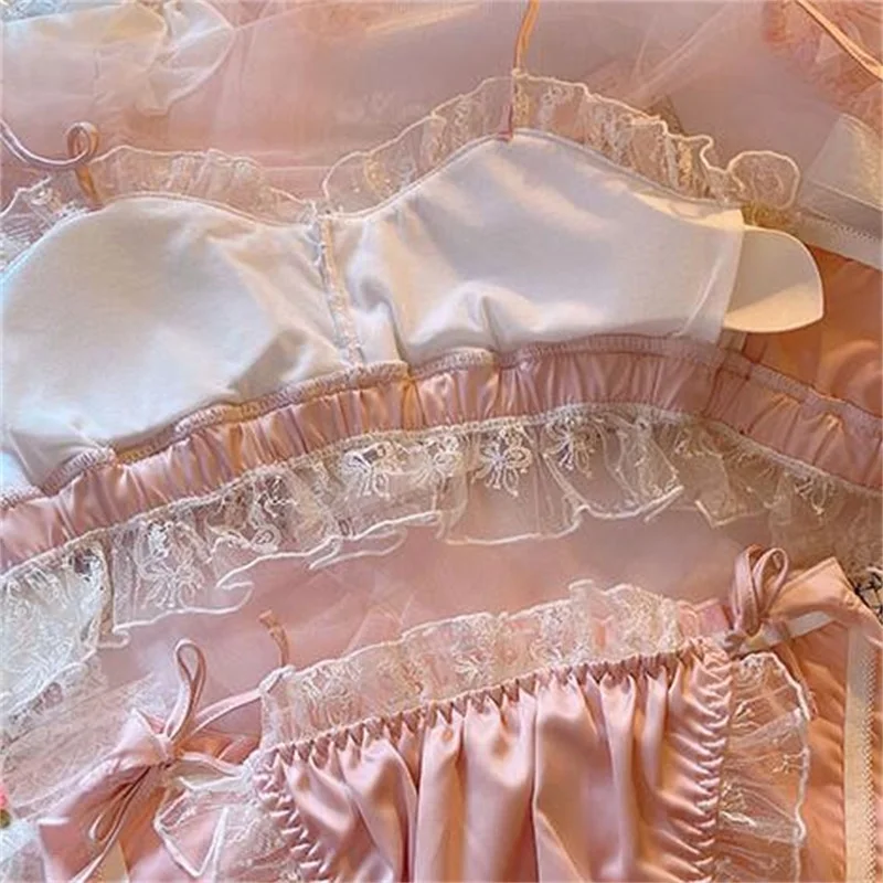 Японский нижнее белье для девушек Дворцовый ретро-стиль атласные цветок высшего