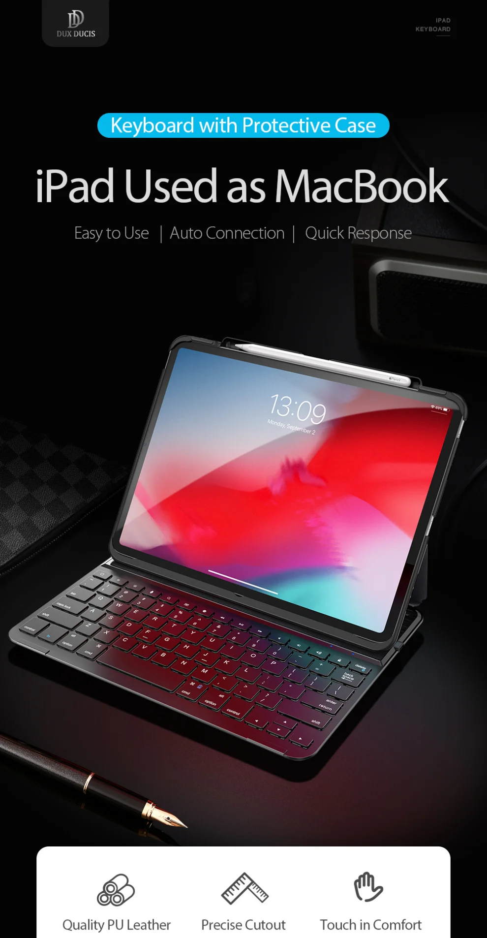 DUX DUCIS 4,0 Bluetooth беспроводной чехол для клавиатуры для Apple iPad Pro 11 бизнес Смарт Флип 360 полная защита чехол