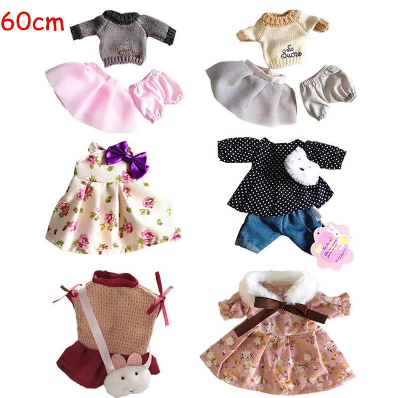 

60cm Clothes for Dolls Rabbit Cat Bear Plush Toys Dress Skirt Sweater Doll Accessories for bjd 1/3 Clothes for Baby Dolls