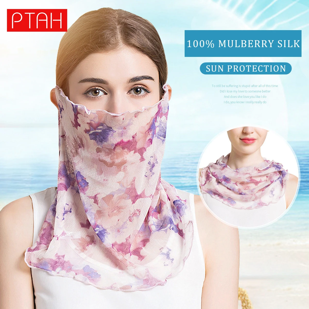 

[PTAH] Sun Protection Scarf Face Cover for Women Girls Ice Silk Sports Designer Protective Summer Face Scarf Adjustable Reusable