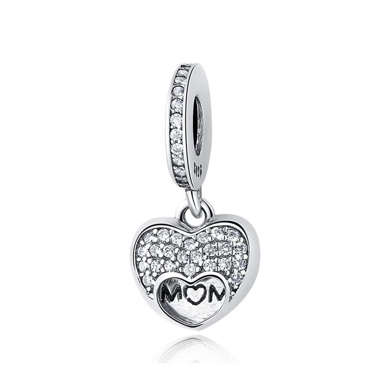 I Love My Mom 5 925 пробы, серебряный шарм, бусина, идеальная для мамы, для дома, подвеска в виде сердца, любовь, Подходит для Пандора, браслеты для женщин, сделай сам, ювелирное изделие - Цвет: I Love My Mom 5