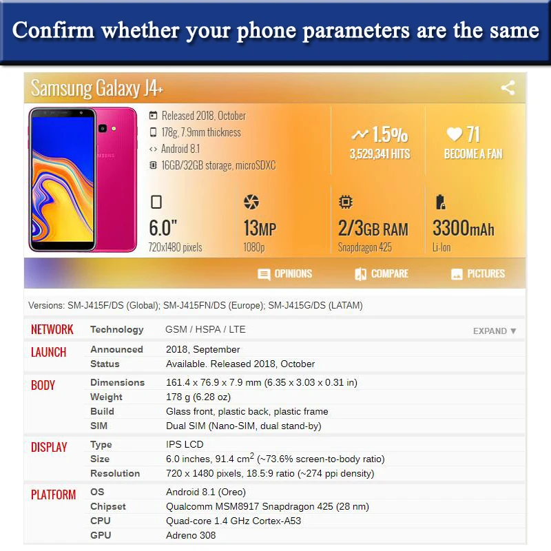 ЖК дисплей для Samsung Galaxy J4 plus + J415 J415F J415FN с сенсорным экраном в сборе J6 J610