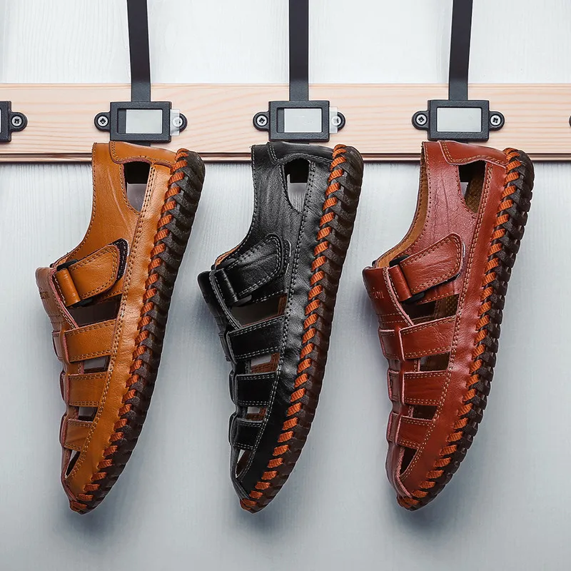 

Soft Non-slip Casual Handmade Shoes For Men Breathable New 2021 Comfortable Men's Wear-resistant Sandals Fashion Famous Brand