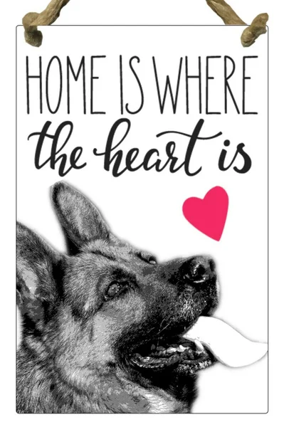 

German Shepherd Home is where Plate Dog Sign Gift Dog Metal Sign 20x30cm