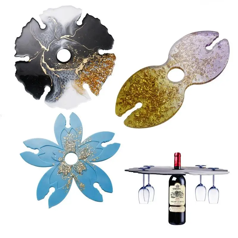 

New Wine Glass Rack Irregular flower Tray Resin Silicone Mold Set DIY Home Decoration Glass Holder Racks Resin Art Supplies Mold