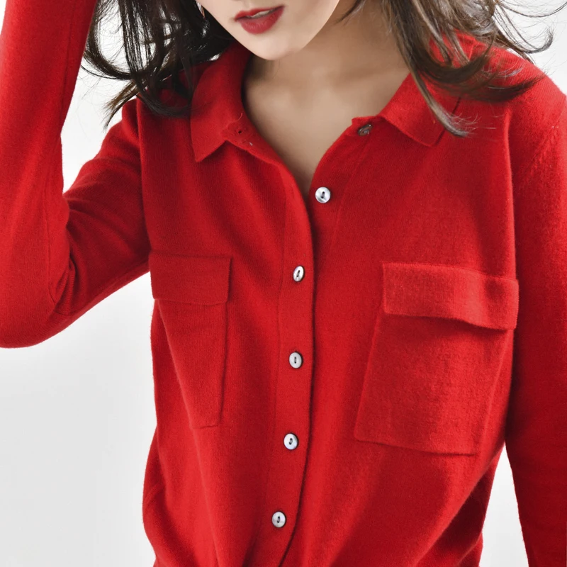 Женский кардиган из 100% шерсти вязаный свитер модная зимняя одежда 6 цветов