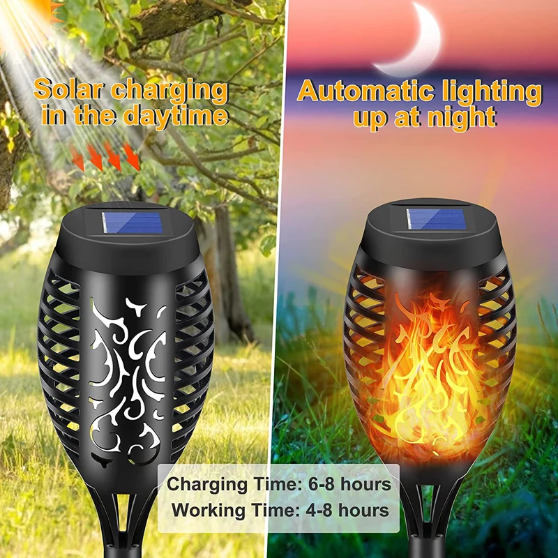 solar lamp outdoor solar lights waterproof garden torch flashlight flickering dancing lantern decor for country house street free global shipping