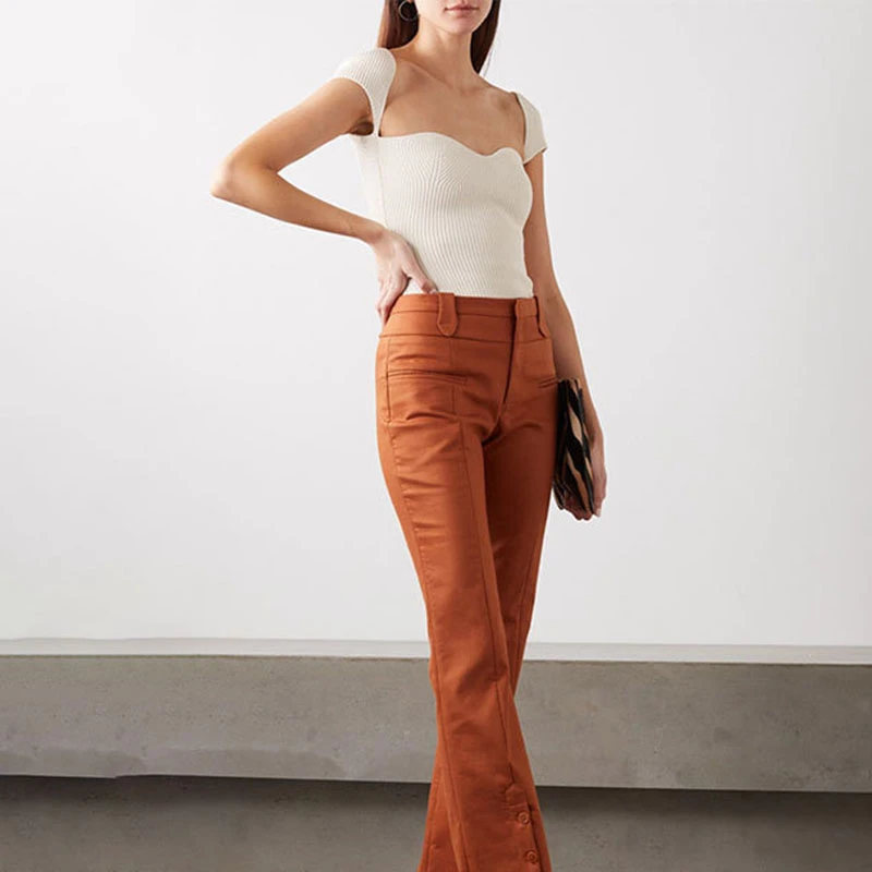 Женская трикотажная рубашка TWOTWINSTYLE Весенняя блузка с квадратным вырезом и