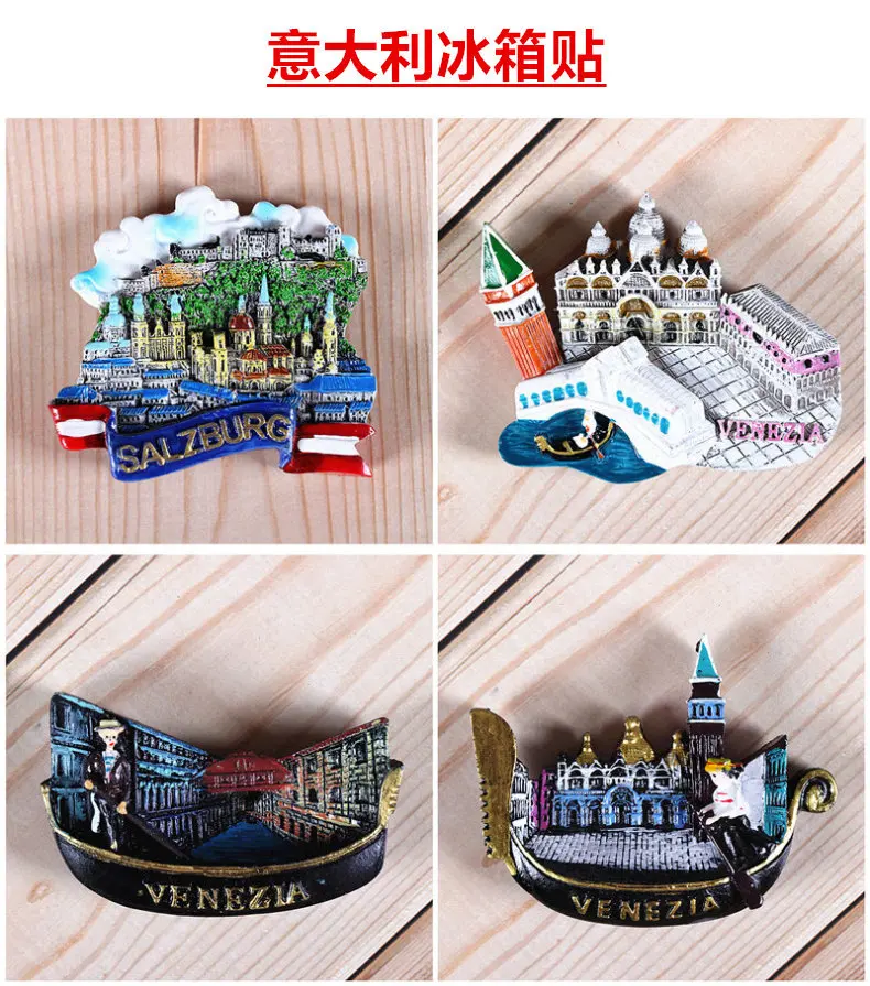 Magnetic refrigerator magnets Italy Switzerland Chile Austria European countries Tourist attractions souvenir Home decoration