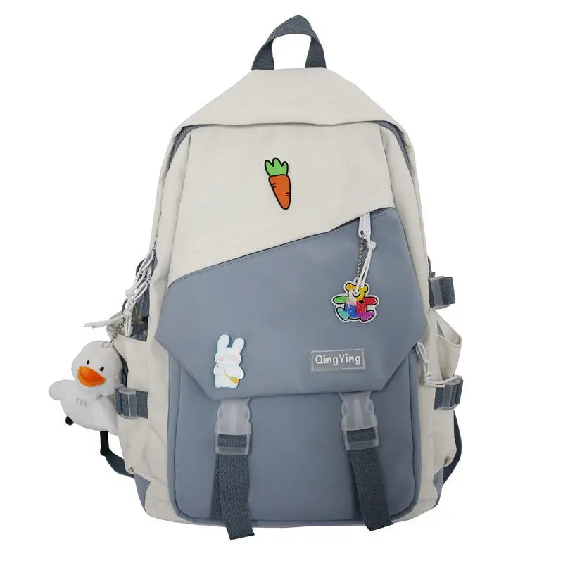 

Panelled School Bags for Teenage Girls Cute Sweet Backpack Women Student Schoolbag Nylon Bookbag 2021 New