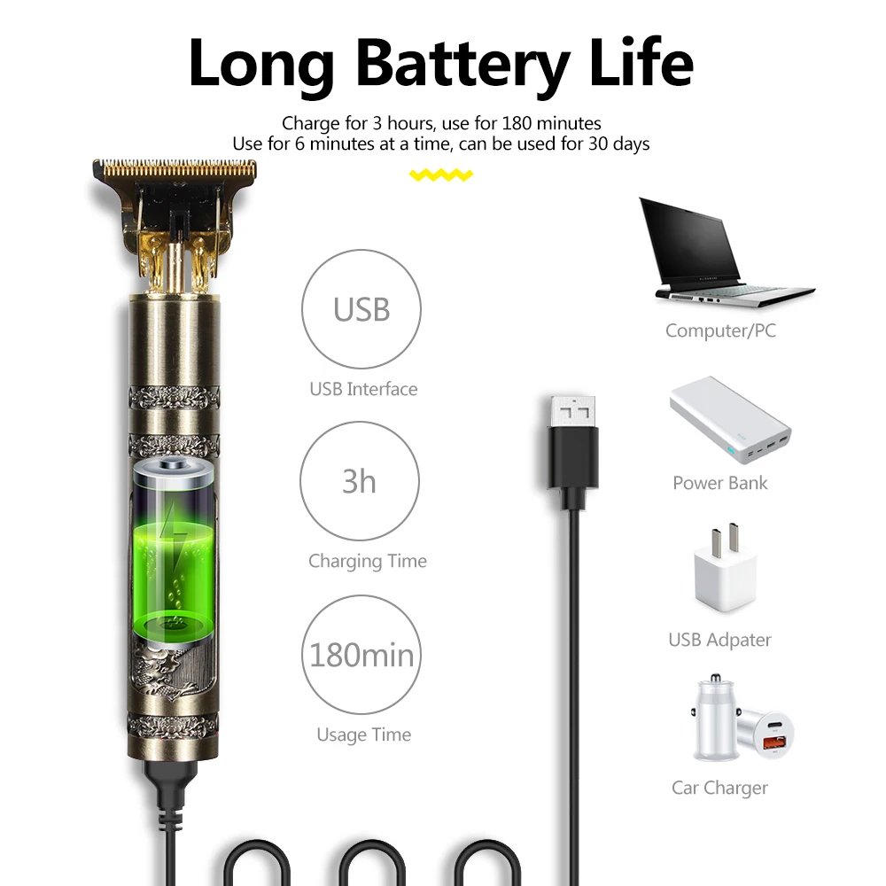 Машинка для стрижки волос USB Cordles бритва Для мужчин волосы машина резки стр