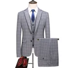 2021 Новый Классический мужской костюм из 3 предметов, смокинг на заостренными лацканами жениха Нарядные Костюмы для свадьбы, комплект модной одежды для мужчин деловой пиджак + брюки + жилет