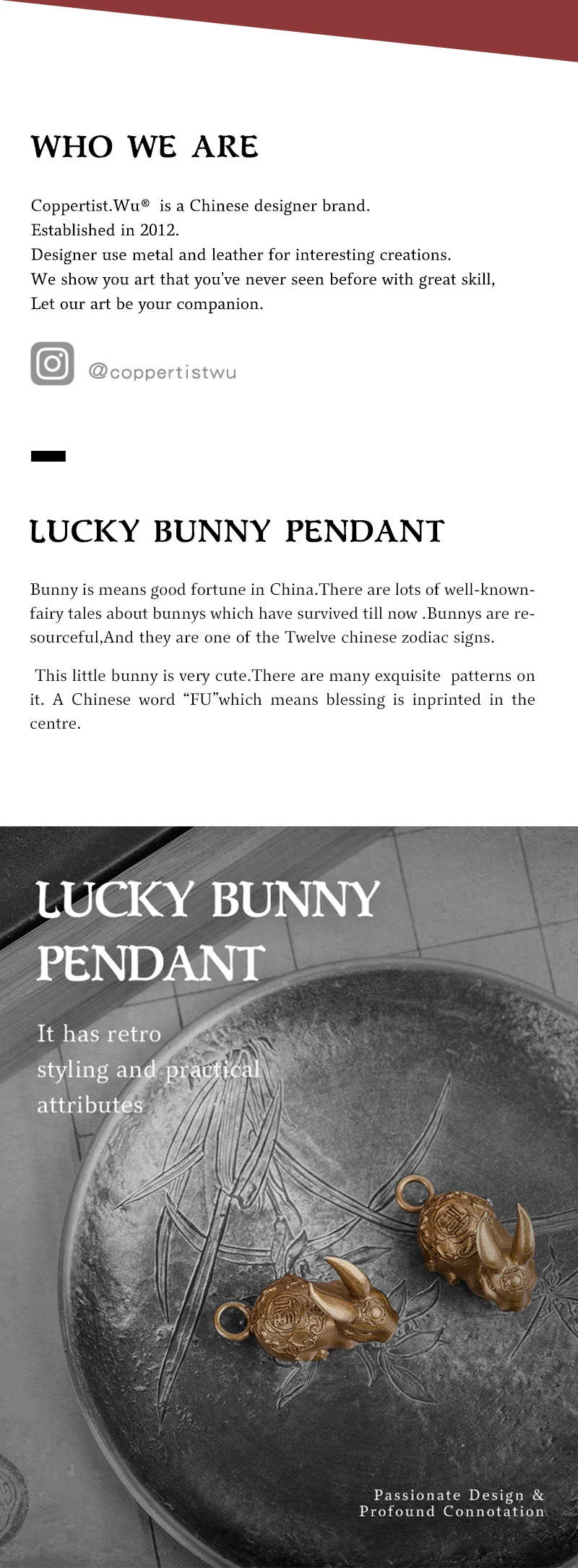 Coppertist. wu fortune bunny бронзовый брелок латунный брелок для ключей ручной работы Золотой Модный животный кролик кольцо для ключей с сумочкой кулон