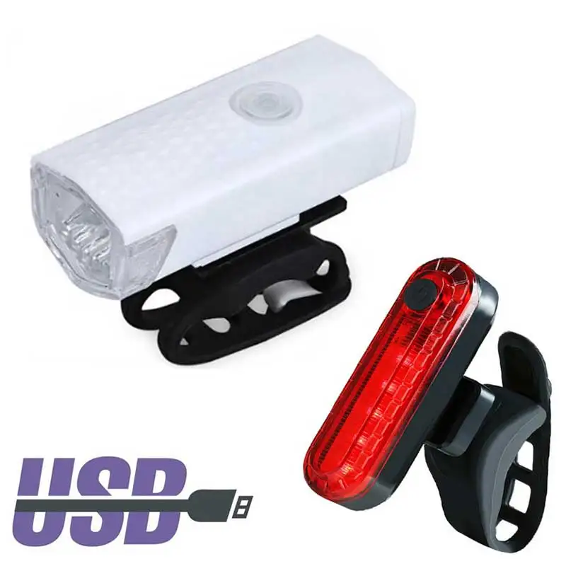 

Waterproof bicycle headlight set USB rechargeable taillight LED energy saving lamp bicycle flashlight three-speed mode