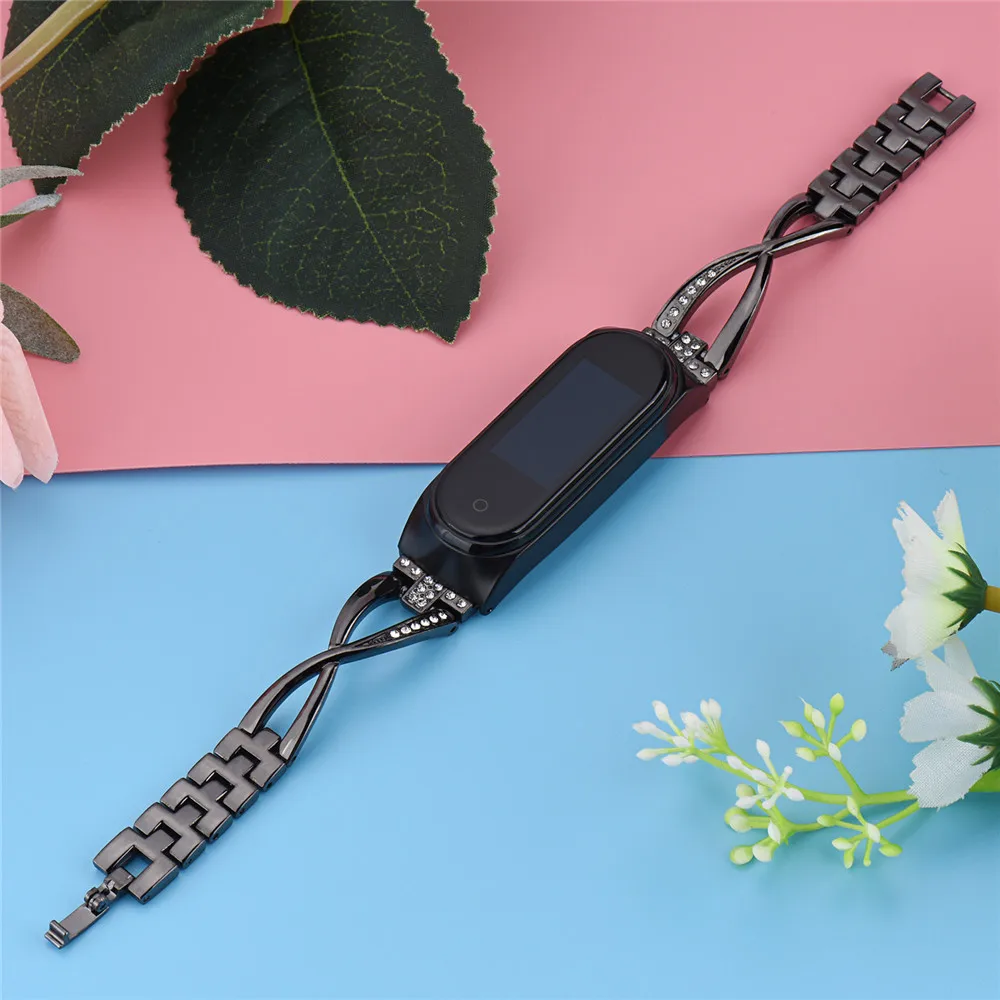 Роскошный женский металлический браслет с бриллиантами для Xiaomi mi, ремешок для часов mi Band 4