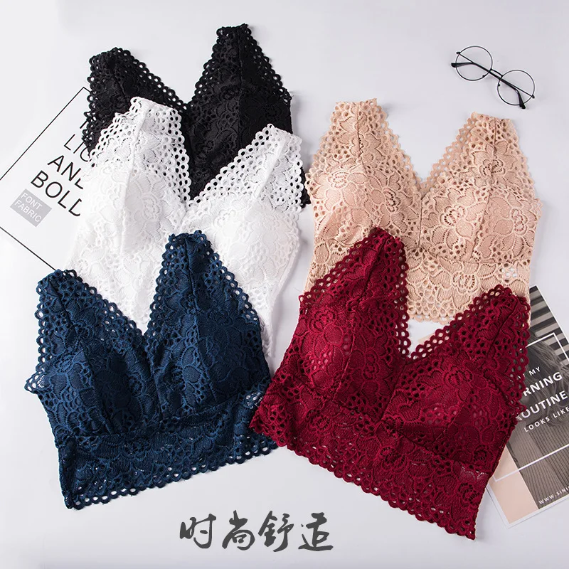 

3D Sexy Lingerie Seamless Sport Bra Top Bra Push Up Bralette Brassiere Women Underwear sunflower V-neck lace