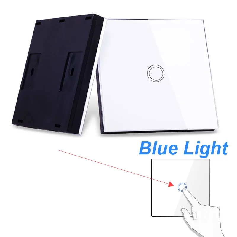 Blue Light White 1ch Vhome RF 433MHZ беспроводной пульт дистанционного управления со стеклянной панелью, переключатель для сенсорных выключателей, гаражных ворот, электрических штор - Цвет: Blue Light White 1ch