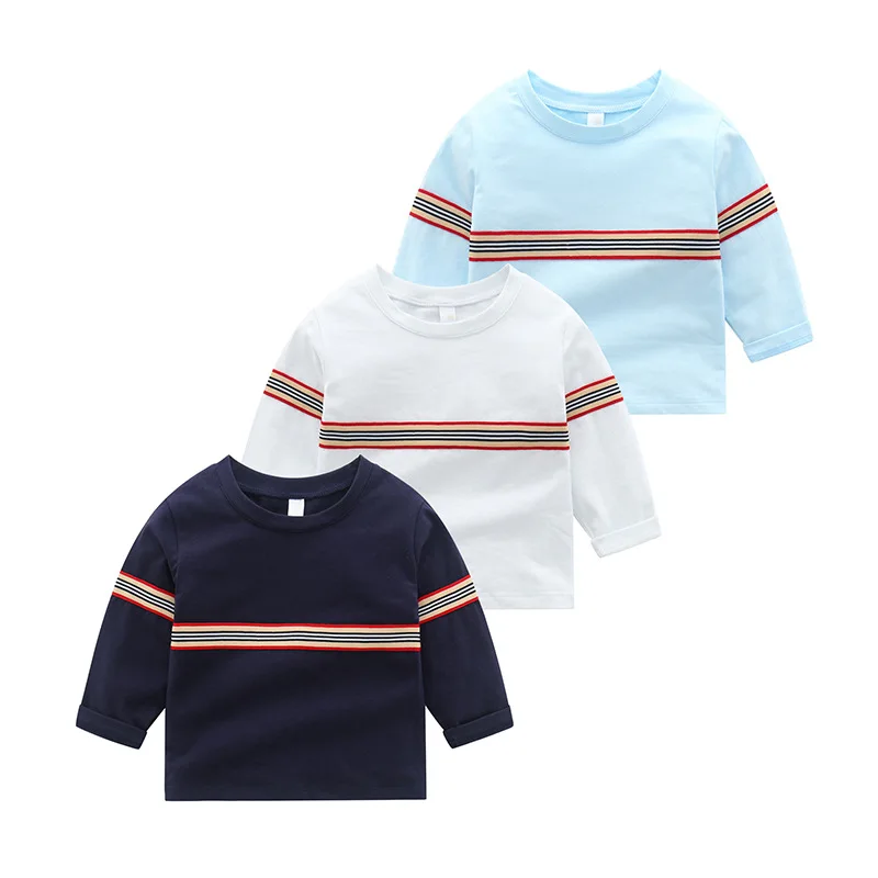 

Kids Cotton Long Sleeve T-shirts Tops Boys Girls Clothes Fashion Stripe Tees 2-7 Years Children Sweatshirts