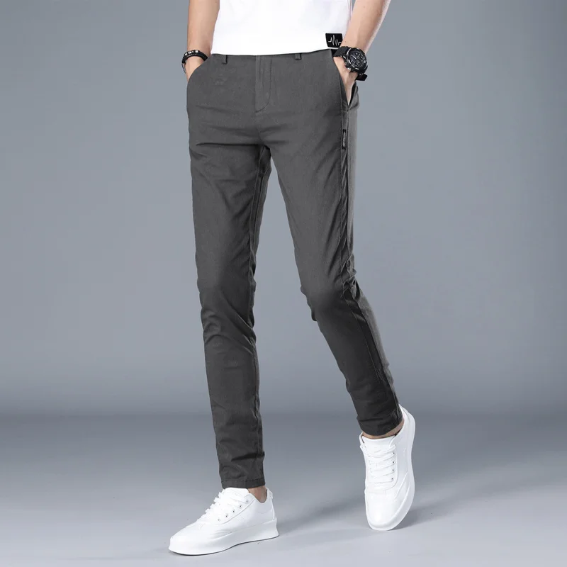 

Men Pants Casual Mens Business Male Trousers Classics Mid weight Straight Full Length Fashion breathing Pant 28-38
