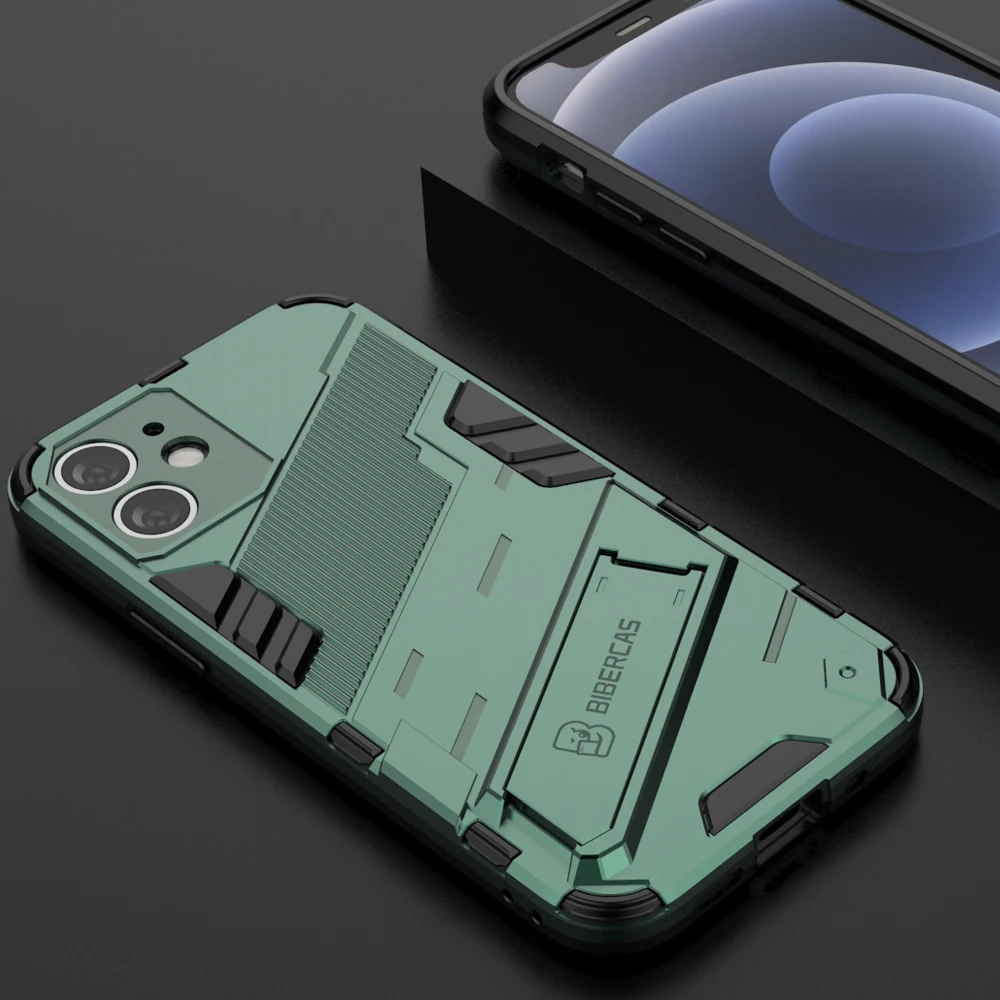 

For Iphone 12 Mini Pro Case ShockProof Armor Phone Stand Back Cover for Apple iphone 13 Pro Max SE 2020 Holder Bumper Funda Capa