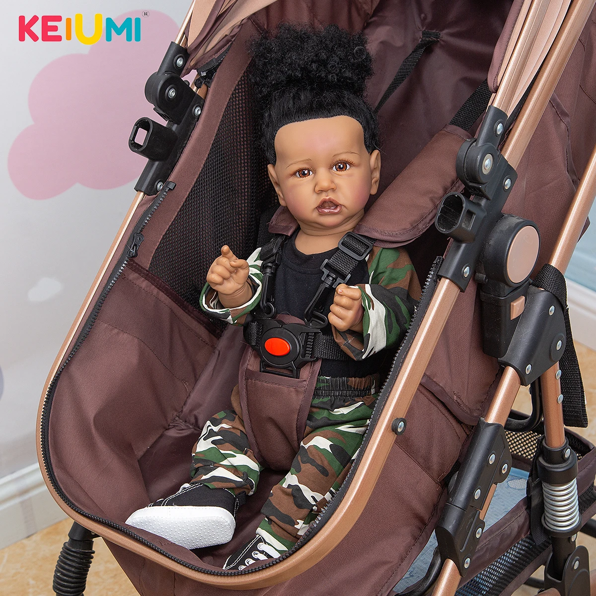 

Cosplay Reborn Gilr Dolls With Handsome Boy's Clothes 55 CM Lifelike Black Skin Newborn Baby Toys Kids Houseplay Birthday Gift