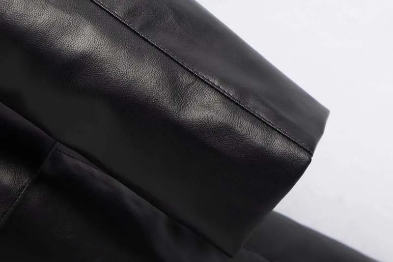 Elegant Women Blazer dress With belt Spring V-neck Office lady Black Female Faux Leather jacket Coat Fashion YNZZU 9O151