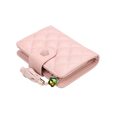 pink Роскошные брендовые кожаные кошельки для женщин Короткие Кошельки на Молнии Складные кошельки клатч женский бумажник держатель для кредитных карт - Цвет: pink