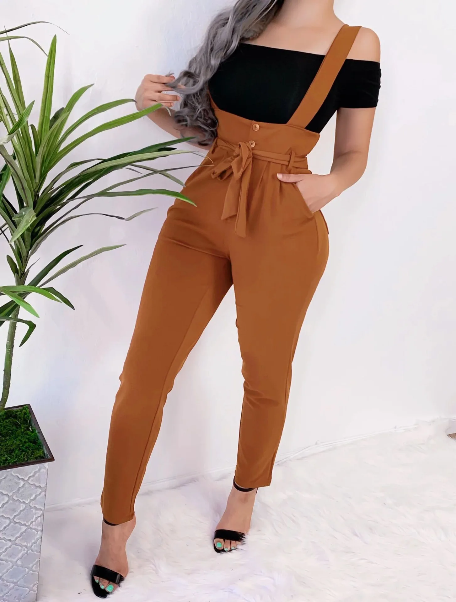 

Women Black Long Pants Autumn Winter Streetwear Buttons Pockets Decor High Waist Pencil Pants Ladies Girdle Slim Hip Sling Pants