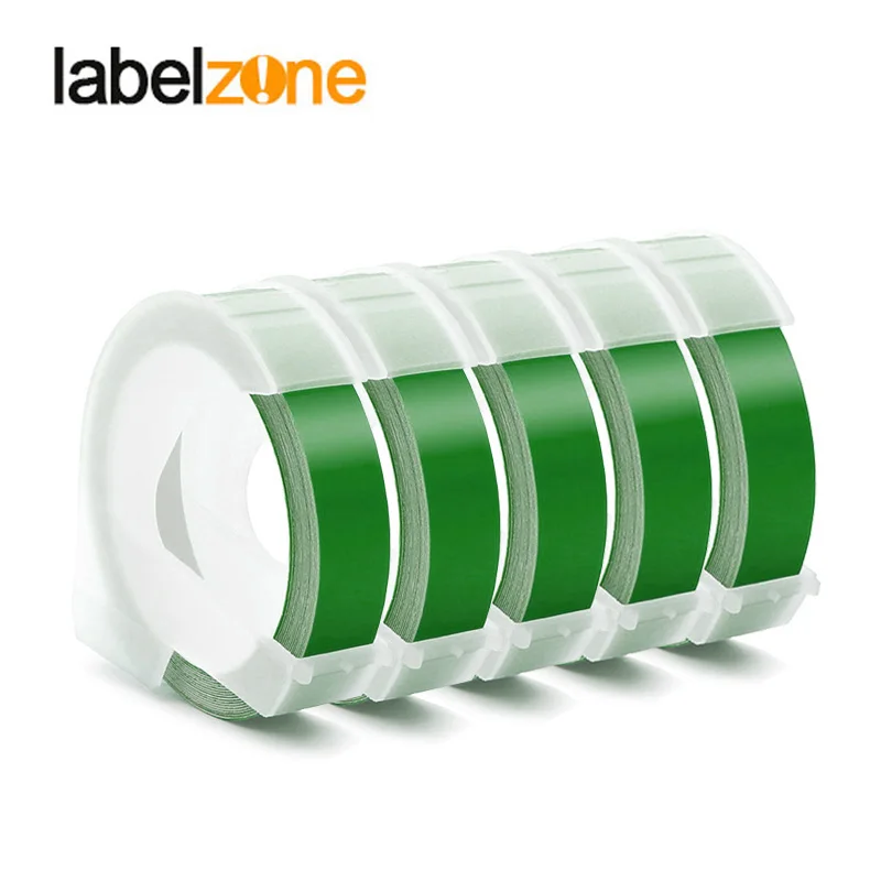 5pcs green label Dymo 1610 3D тиснение руководство этикетировщик 1610 ручной принтеры этикеток для 6/9 мм 3D тиснение ярлык легко сделать этикетка - Цвет: 5pcs green label