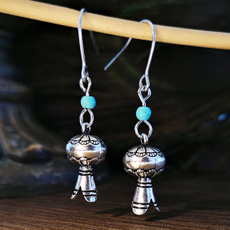 Длинные серьги в стиле бохо для женщин античные индийские серебряного цвета