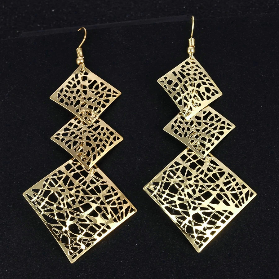 Богемные квадратные Висячие длинные серьги для женщин аксессуары красивые