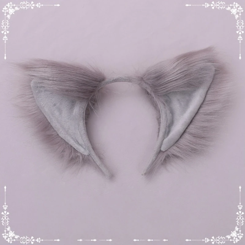 

Large Faux Fur Animal Ears Headband Woodland Forest Theme Furry Plush Hair Hoop Halloween Cosplay Costume Party Favors