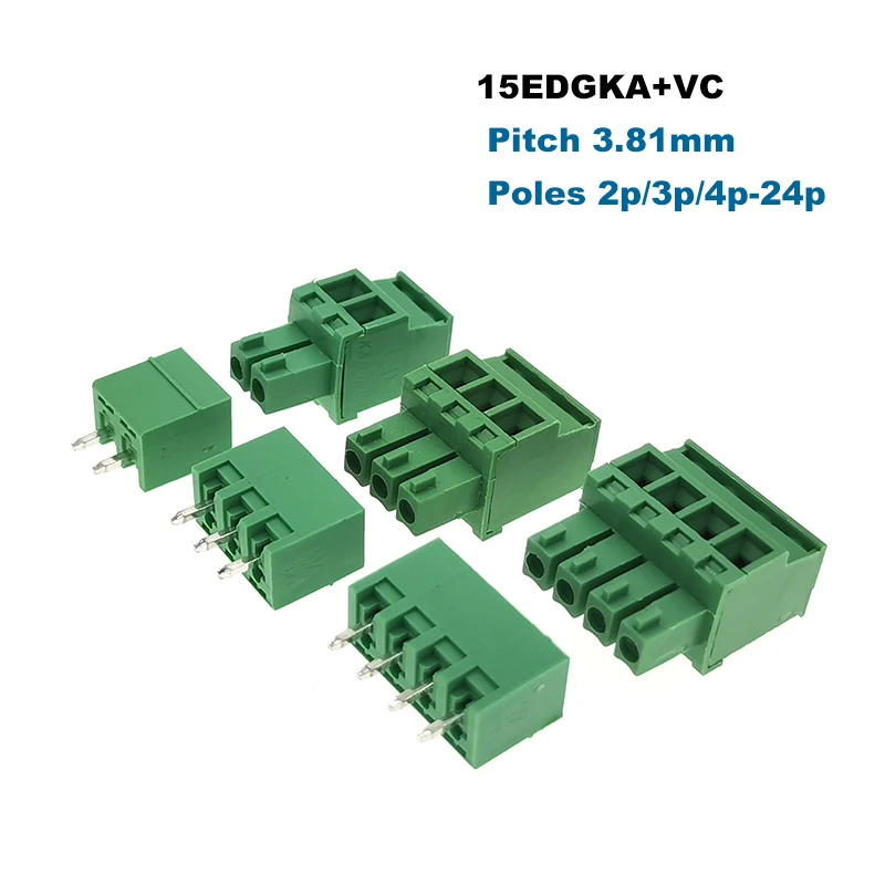 5/2 комплекта вставные платы Клеммная колодка Шаг 3 81 мм разъем 15EDGKA + ВК/RC мужской